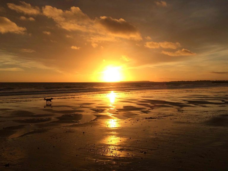Highcliffe Beach in Highcliffe near Christchurch, Dorset