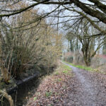 River Blackwater at Aldershot Park and Play Areas in Aldershot, Hampshire and Blackwater Valley Path Section 2 Pea Bridge to Shawfields